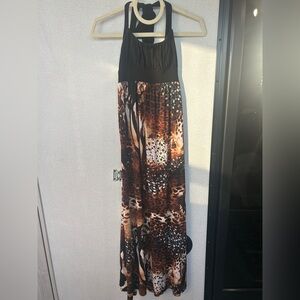 City Triangles Black and Brown Animal Print Dress